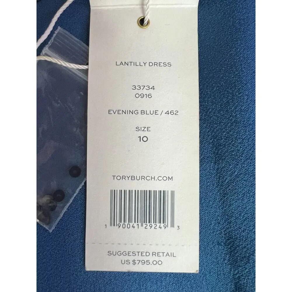 Tory Burch Lantilly Evening Blue Sequin Shift Tunic Dress Sz 10 NWT $795